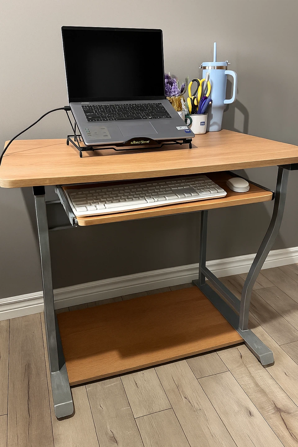 Wood & Metal Computer Desk