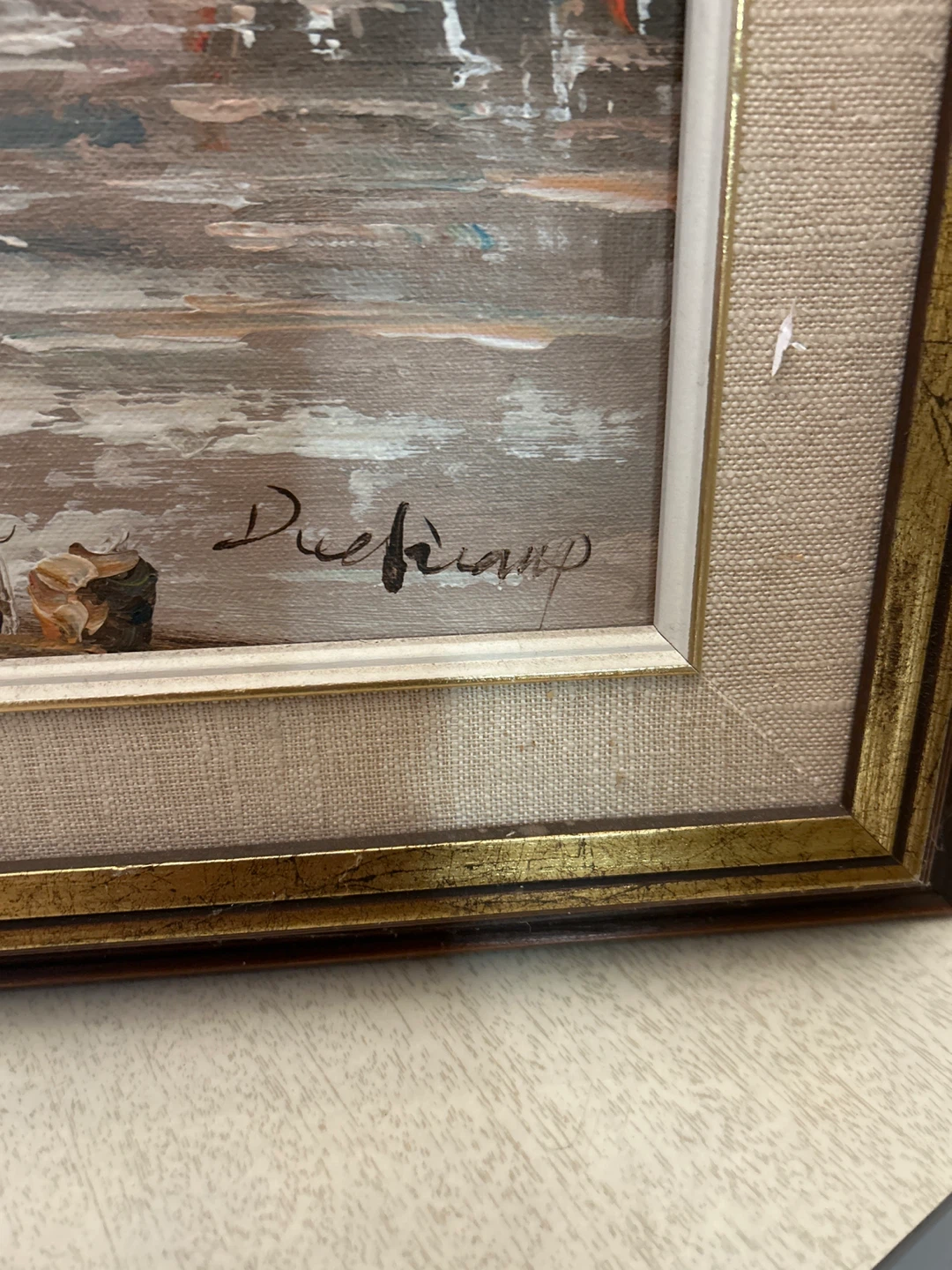 Vintage Framed Painting - Harbour Scene - photo 2