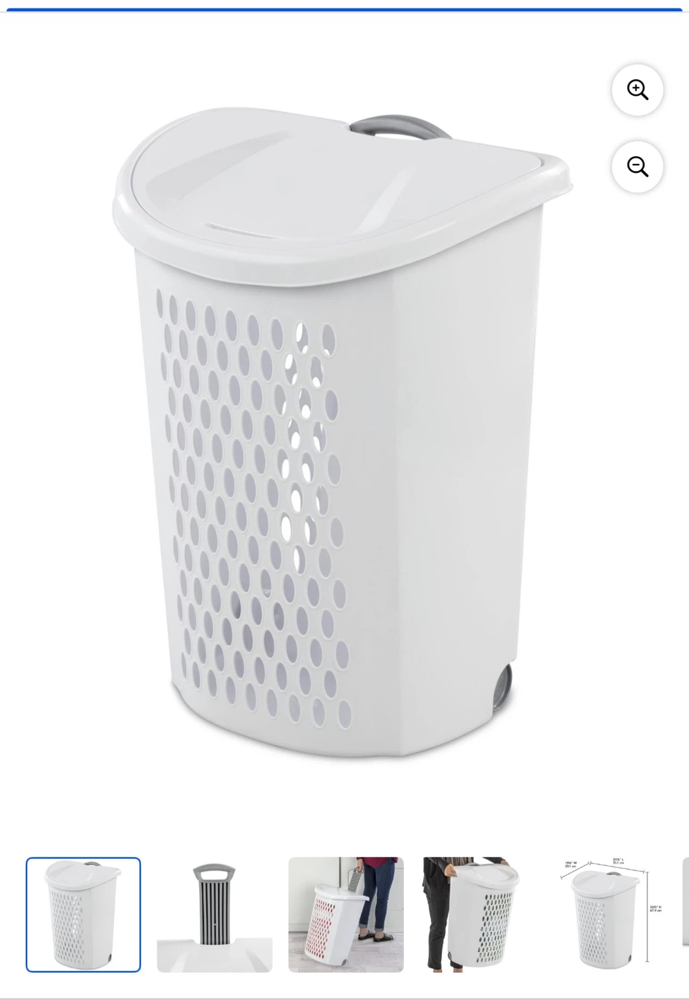 White Rolling Laundry Hamper
