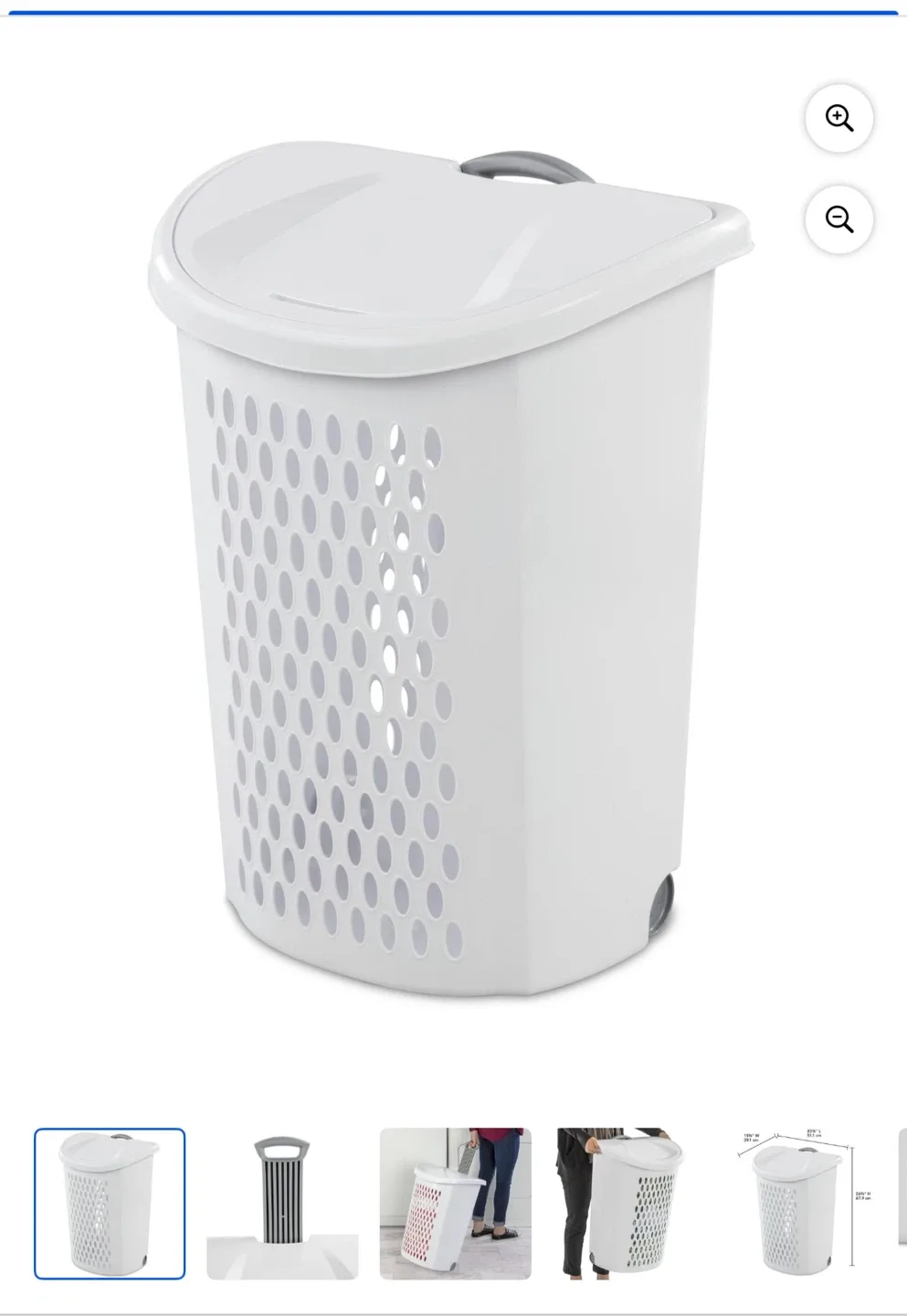 White Rolling Laundry Hamper thumbnail