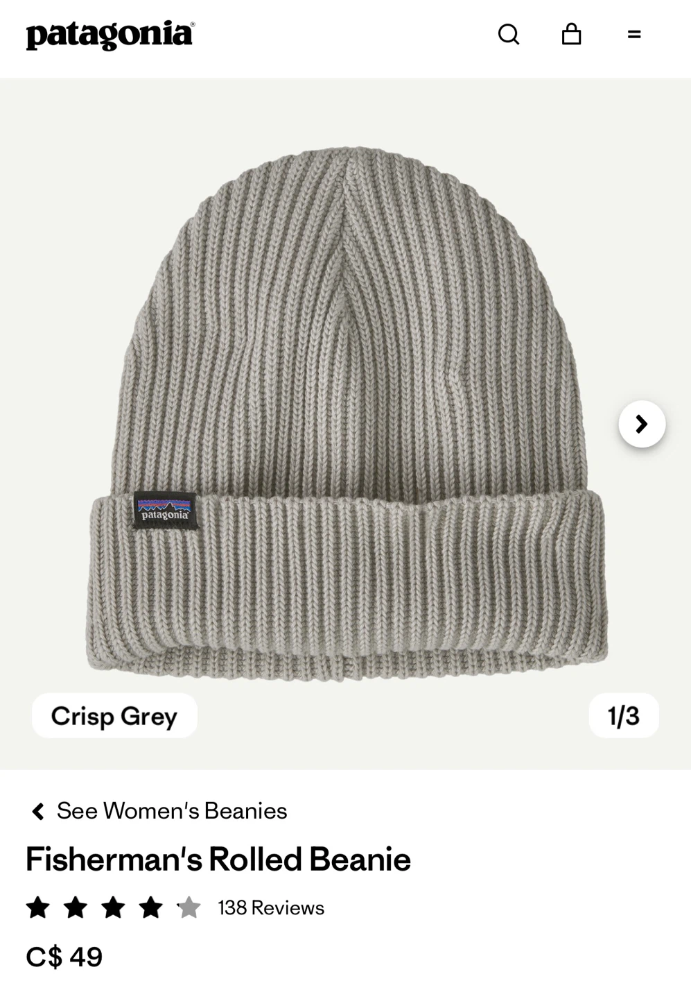 New Patagonia Fisherman's Rolled Beanie - Cream