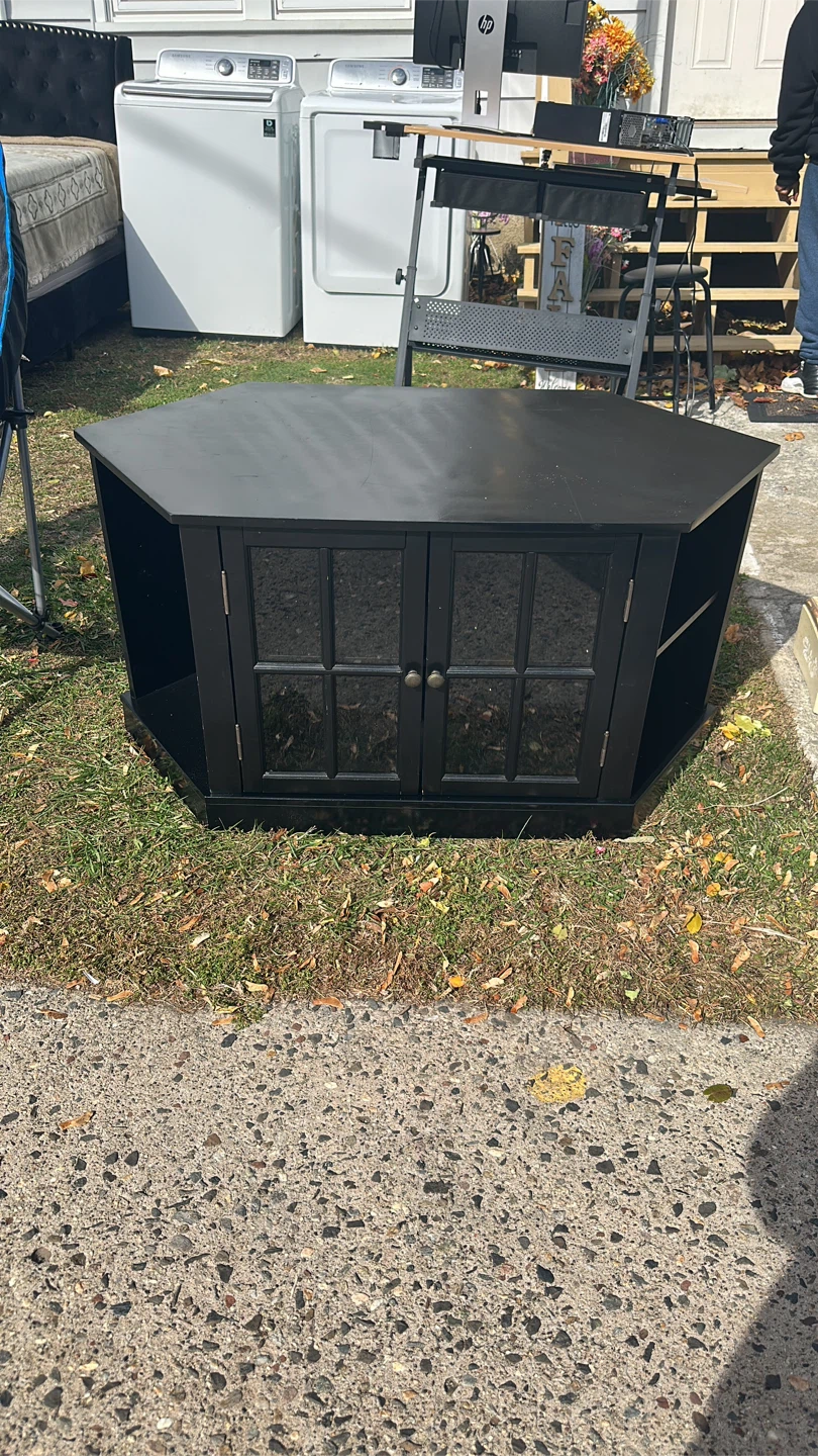 Black Corner TV Stand Cabinet