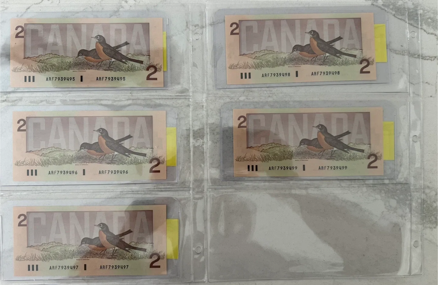 Uncirculated & Sequential 1986 Canadian $2 Bills image indicator(6)