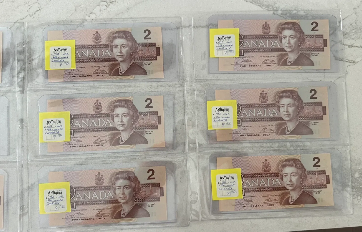 Uncirculated & Sequential 1986 Canadian $2 Bills image indicator(2)