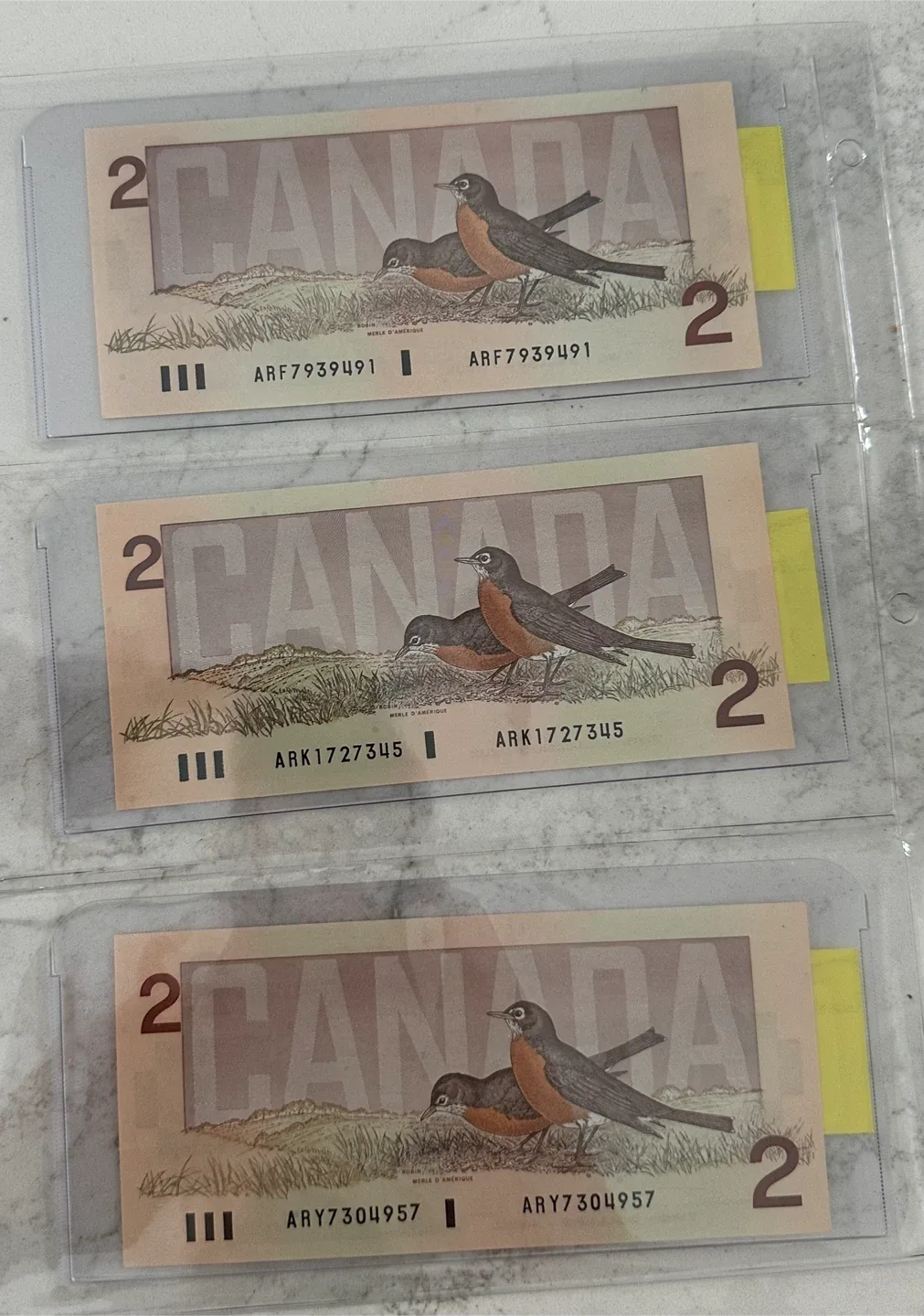 Uncirculated & Sequential 1986 Canadian $2 Bills image indicator(4)