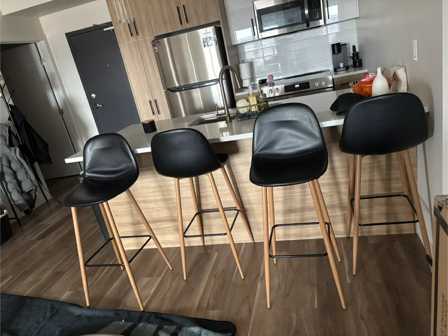 Set of 4 Black Bar Stools
