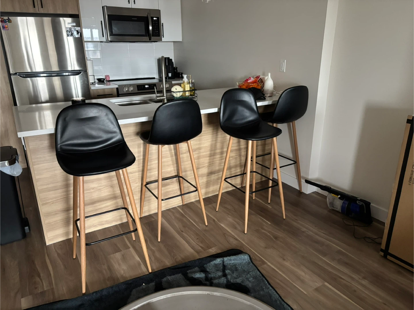 Set of 4 Black Bar Stools - photo 2