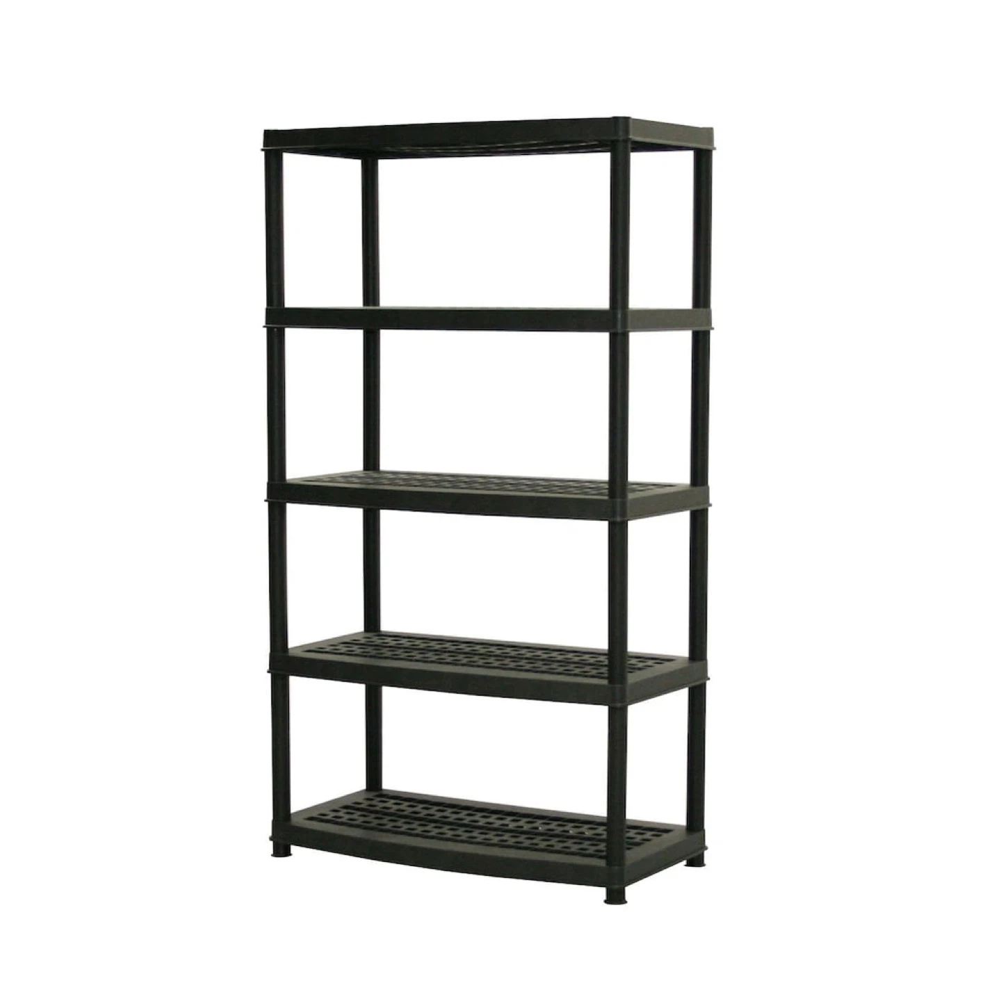 4-Tier Black Plastic Shelving Unit