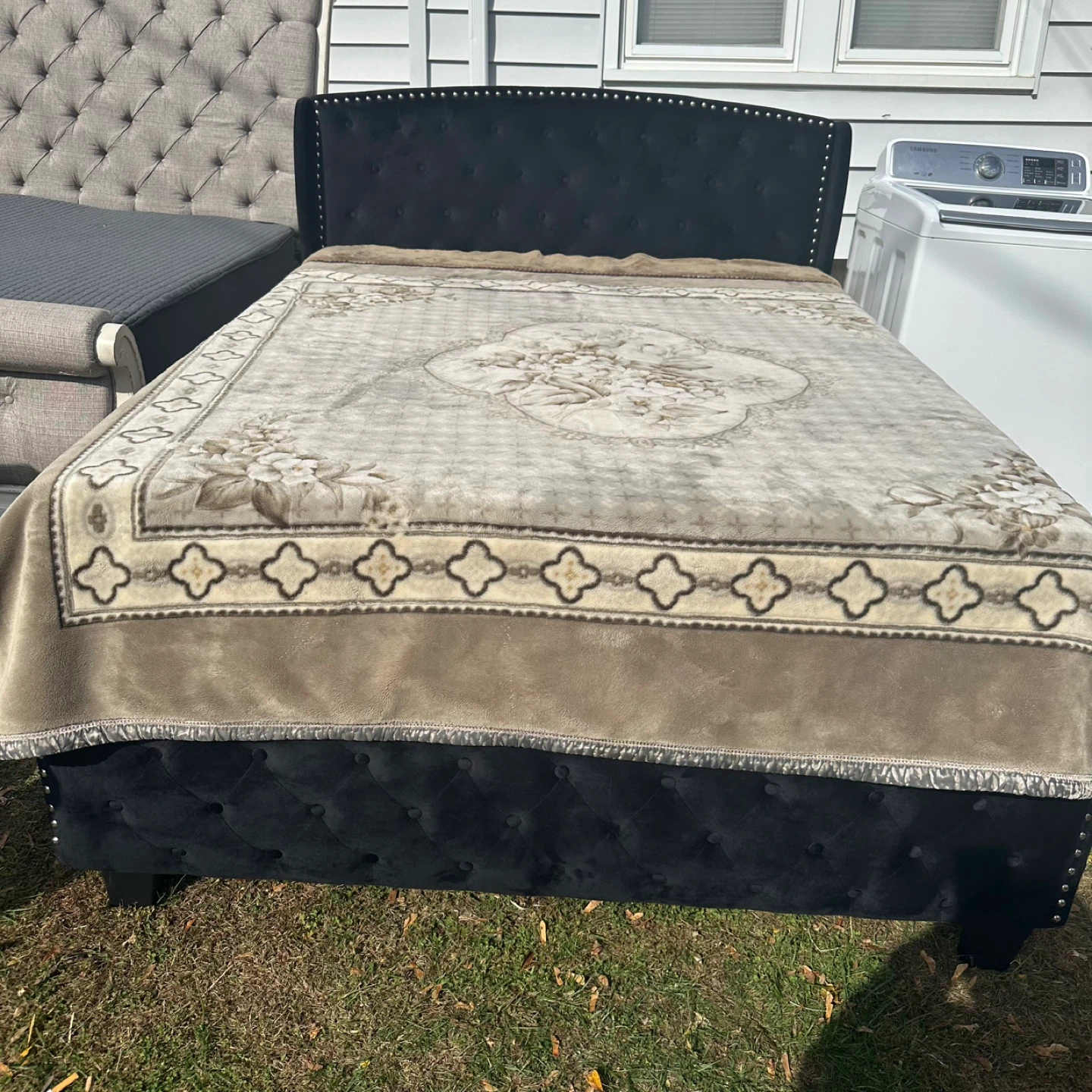 Black Tufted Bed Frame