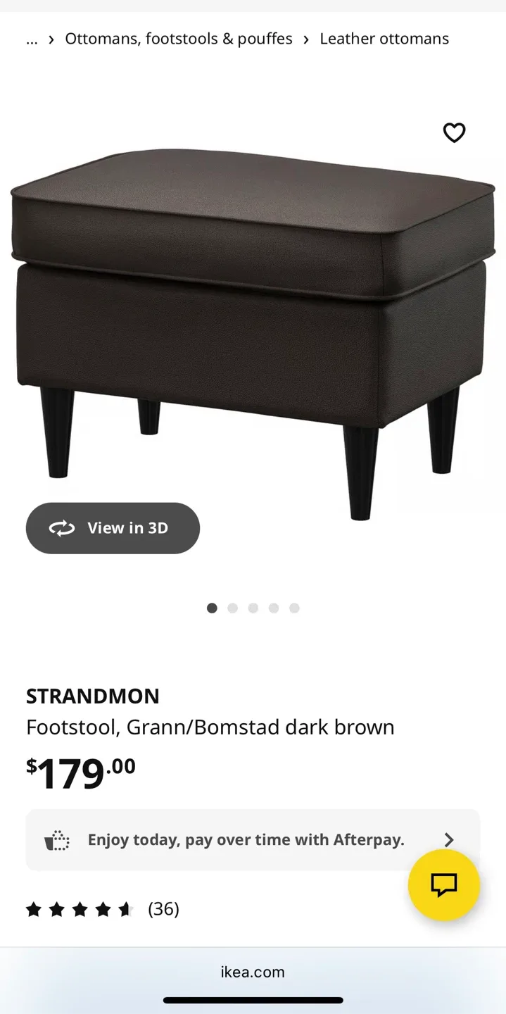 IKEA leather footstool. Dark brown color image indicator(4)