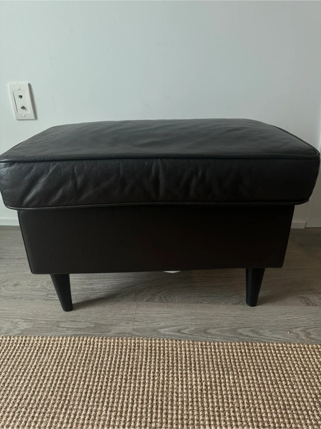 IKEA leather footstool. Dark brown color image indicator(2)