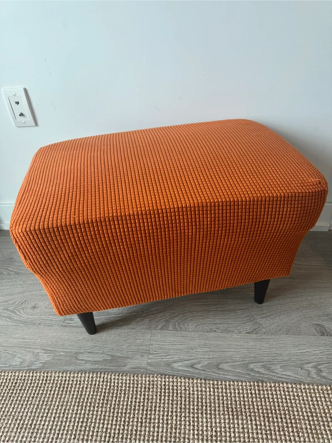 IKEA leather footstool. Dark brown color image indicator(3)