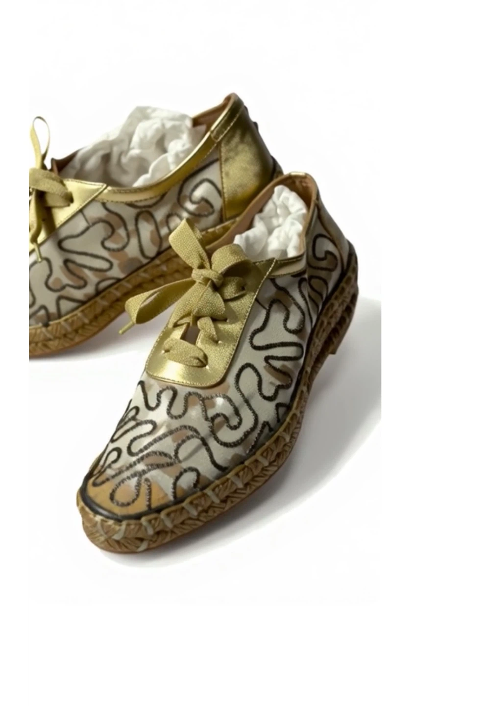 Gold Espadrille Sneakers, Stuart Weitzman - photo 4