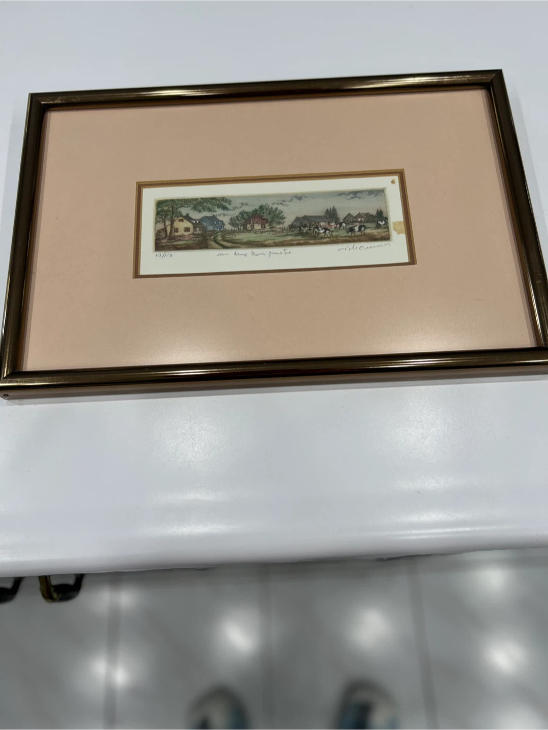 Framed Etching "Un doux pays juste" by Nicole Ouellet