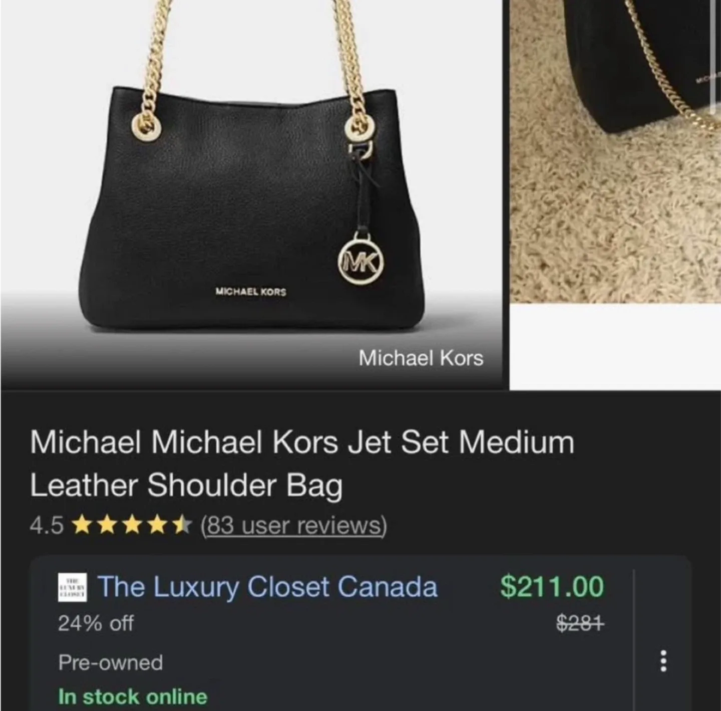 Michael Kors Black Leather Jet Set Tote image indicator(6)