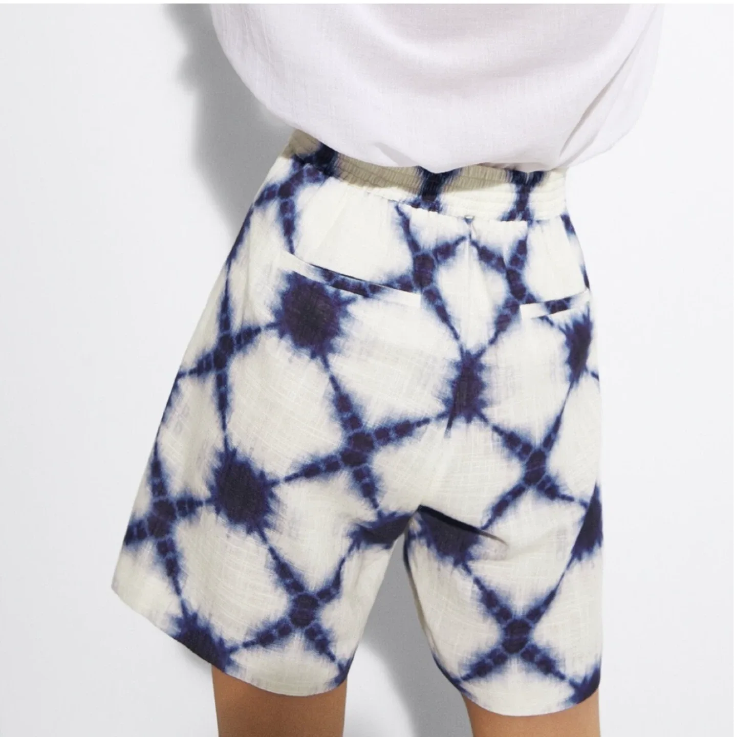 New Massimo Dutti Indigo Shibori Shorts - Size 6 image indicator(2)