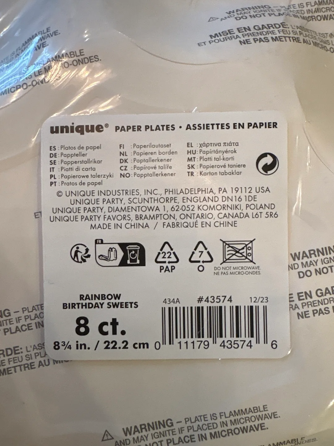 Unique Rainbow Birthday Sweets Paper Plates - 8 count image indicator(3)