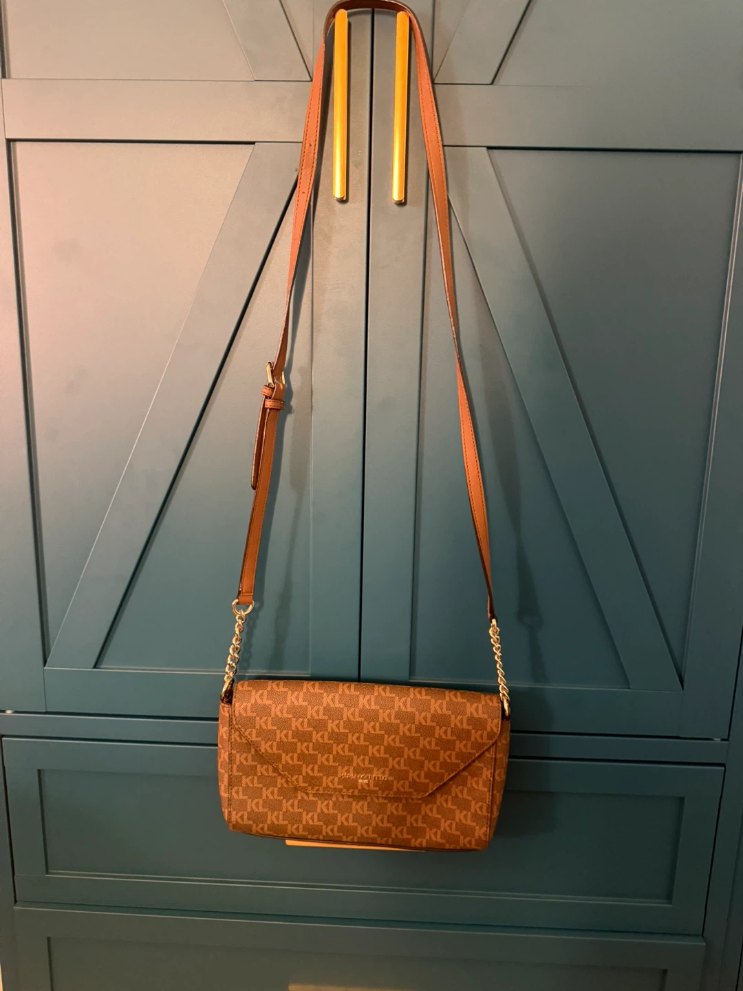Karl Lagerfeld Brown Monogram Shoulder Bag