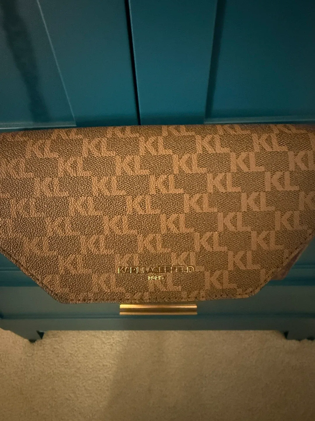 Karl Lagerfeld Brown Monogram Shoulder Bag image indicator(3)