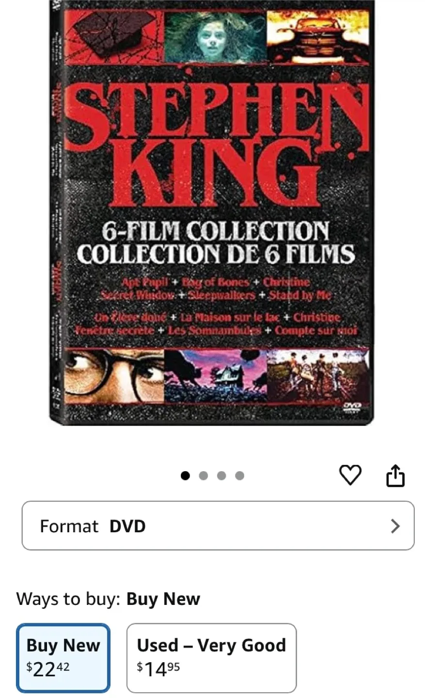 DVD Movie Collection - Stephen King, Horror Classics image indicator(8)