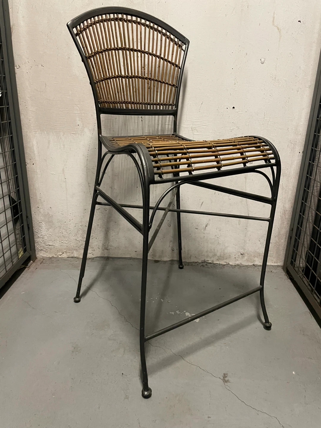 Wicker and Metal Bar Stool