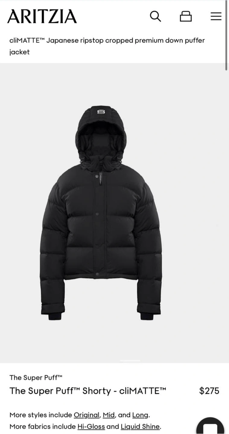 Aritzia The Super Puff Shorty cliMATTE Karrot