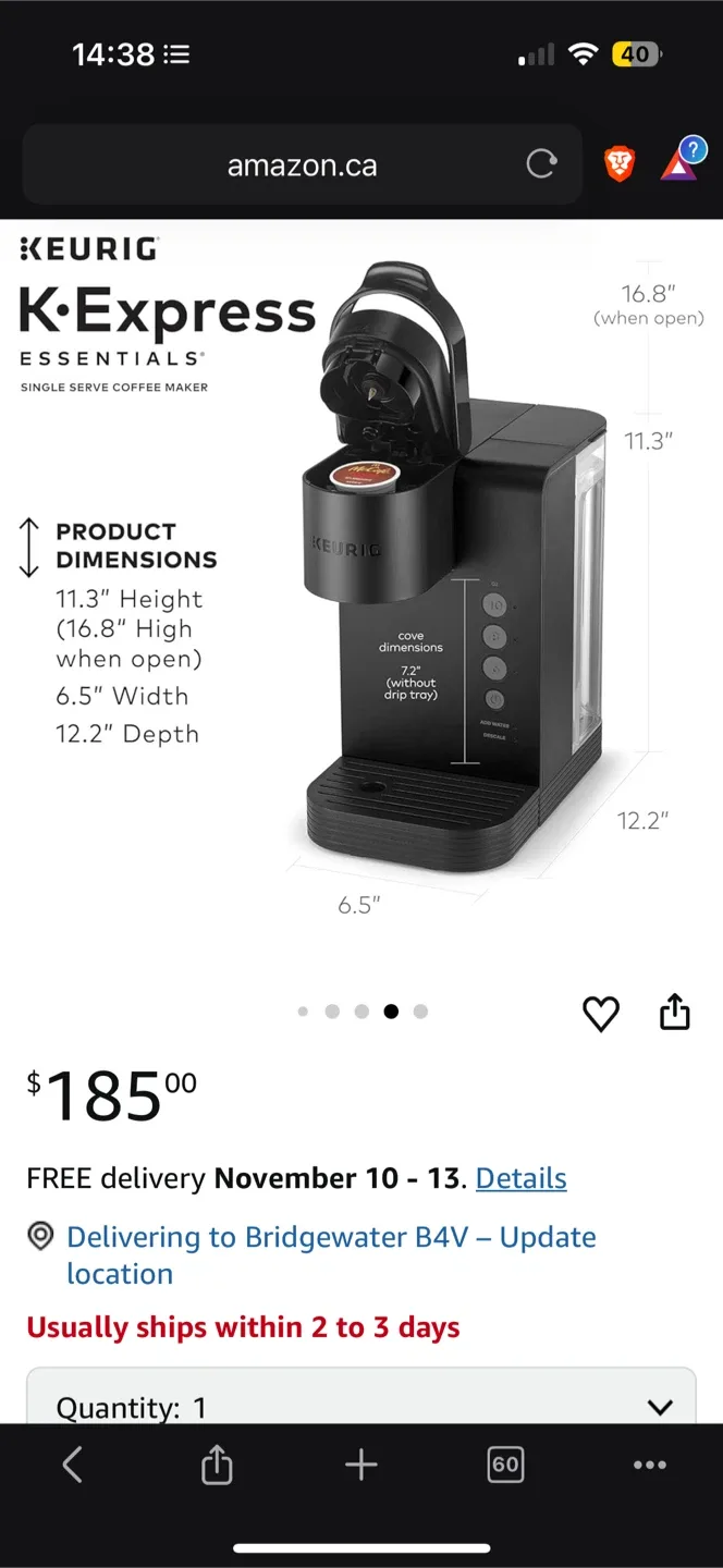 *New* $210 Keurig K-Express Essentials Plus Coffee Maker - Black image indicator(6)