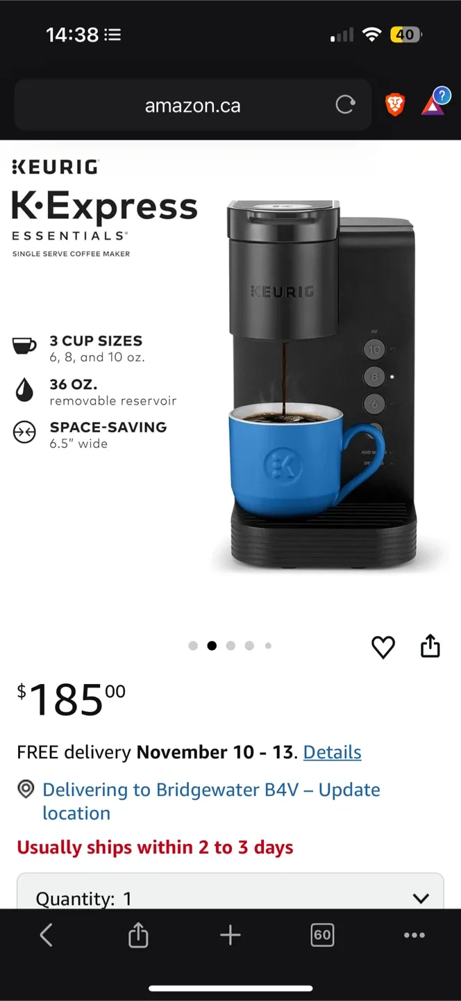 *New* $210 Keurig K-Express Essentials Plus Coffee Maker - Black image indicator(2)