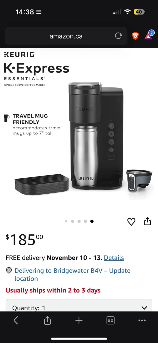 *New* $210 Keurig K-Express Essentials Plus Coffee Maker - Black image indicator(7)