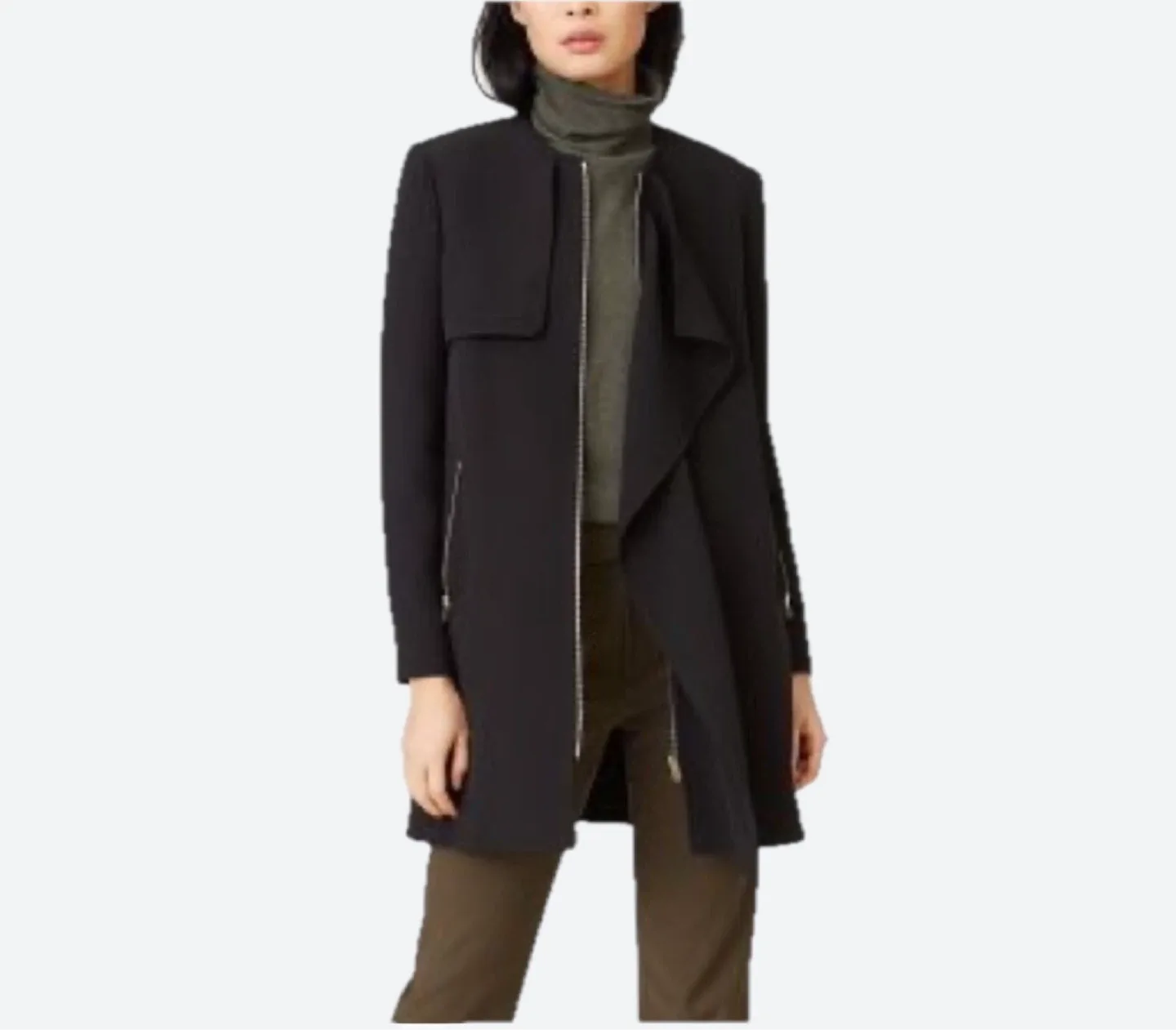 Club Monaco Roenna Collarless Black Trench thumbnail