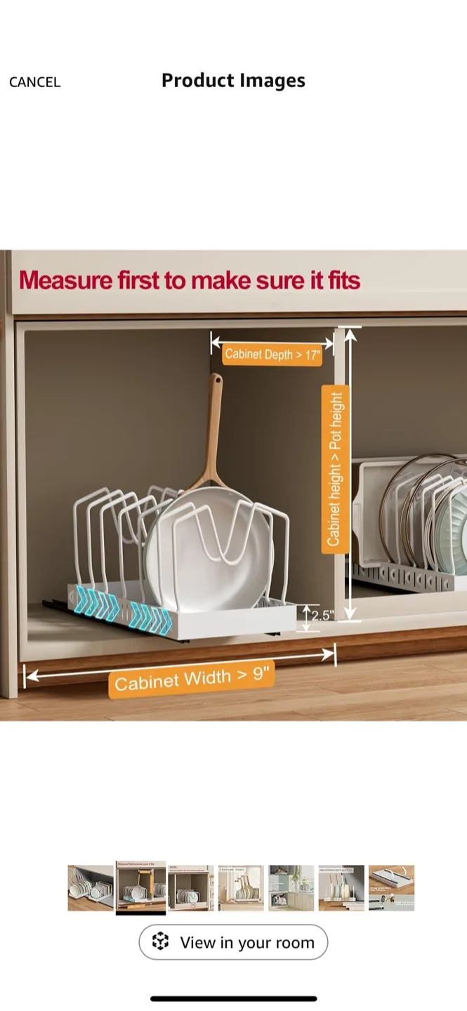 BNIB  2 pack Pull-out Pots and Pans Organizer - White image indicator(2)