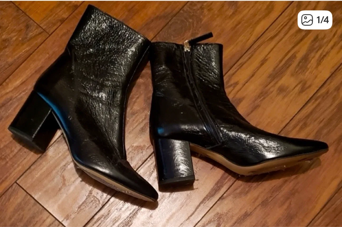 Zara Crinkle Leather Ankle Boots thumbnail