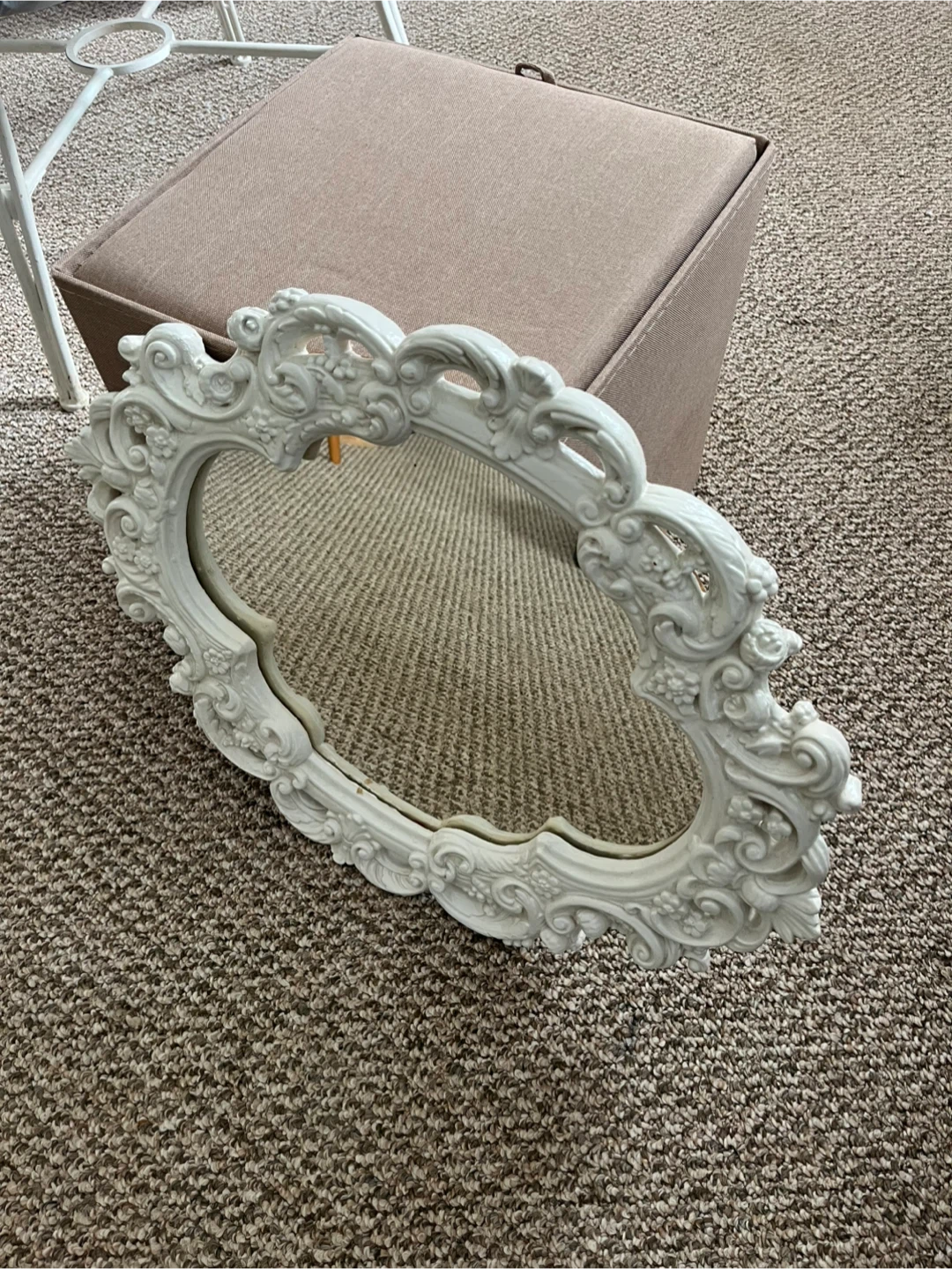 Ornate White antique Decorative Mirror