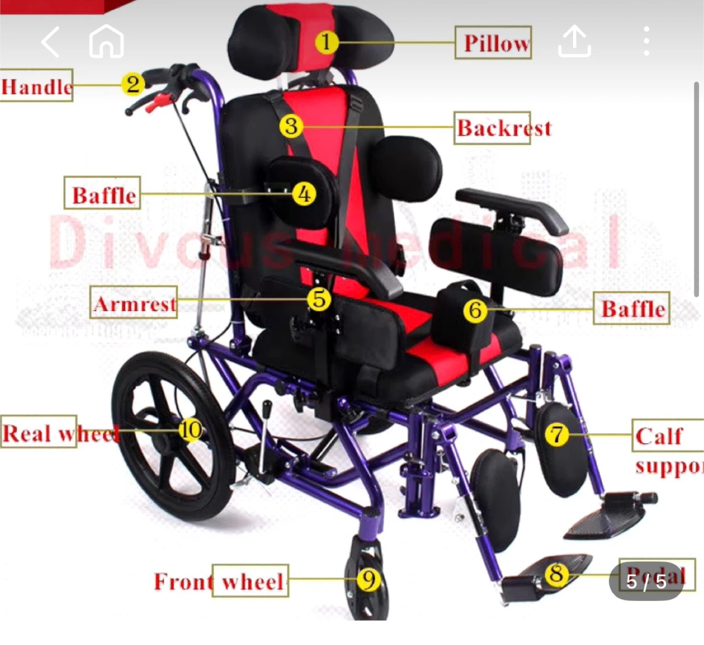 Adaptive Positioning Wheelchair - Red & Black