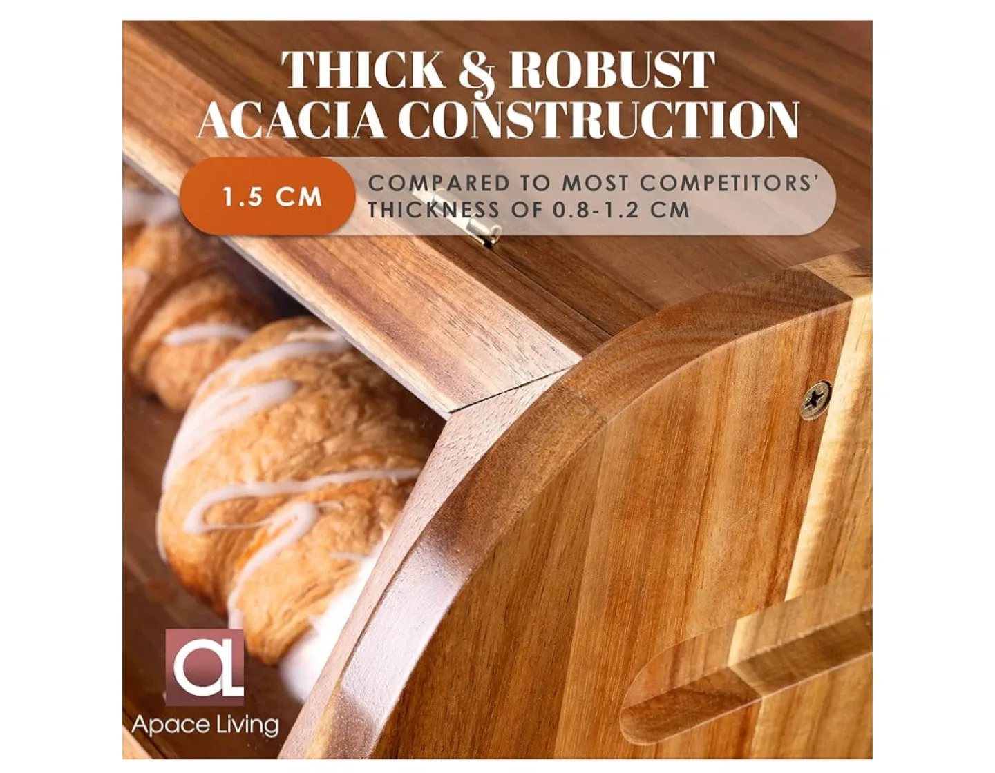 Apaceliving Acacia Wood Bread Box image indicator(5)
