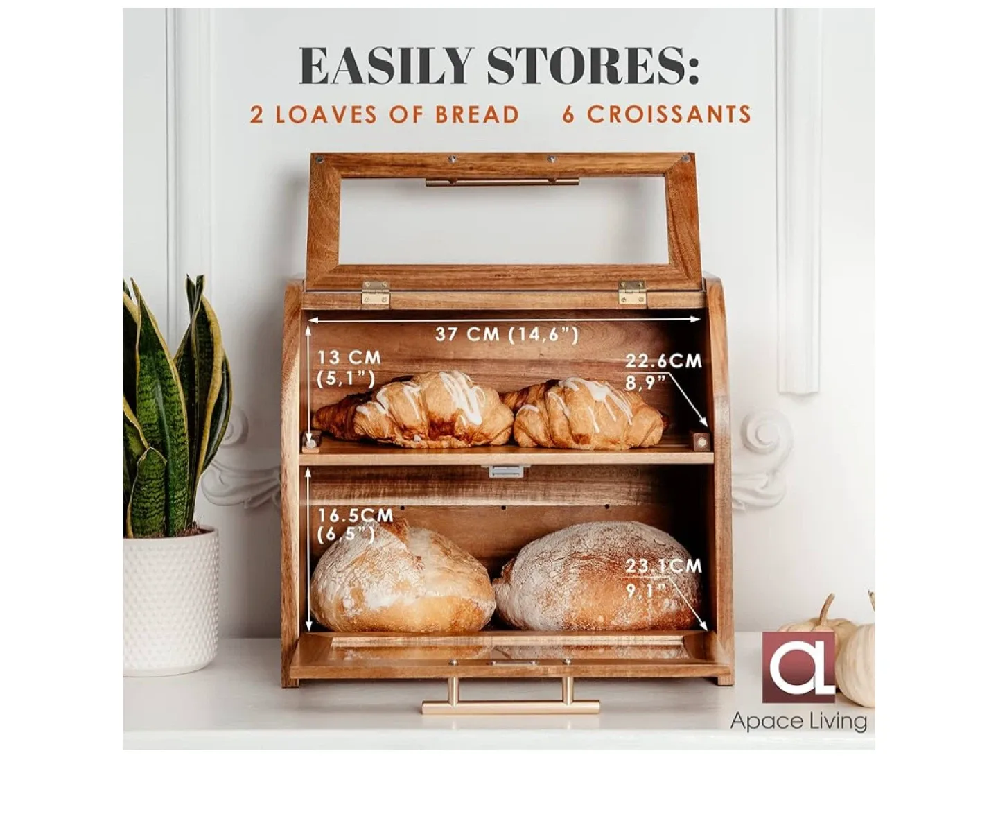 Apaceliving Acacia Wood Bread Box image indicator(2)