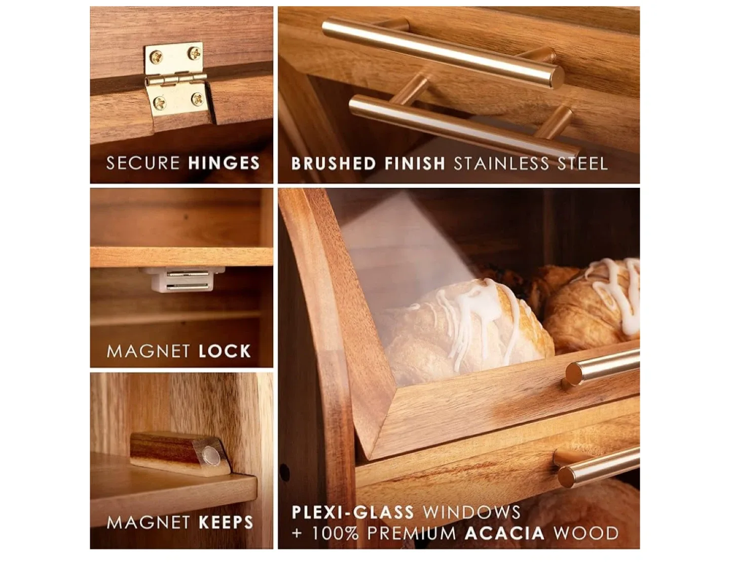 Apaceliving Acacia Wood Bread Box image indicator(3)