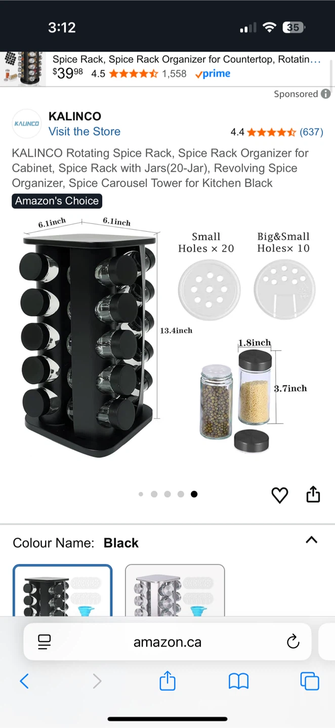 KALINCO Rotating Spice Rack, Black - photo 2