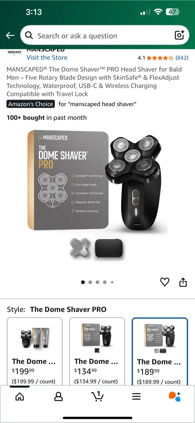 NEW! MANSCAPED® The Dome Shaver™ PRO Head Shaver thumbnail