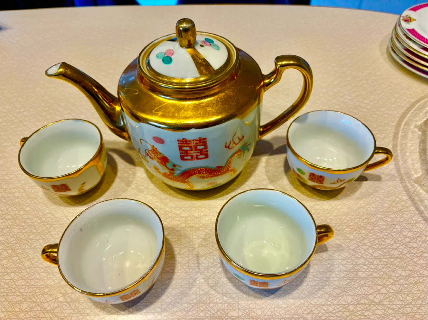 Vintage Chinese Tea Set - Dragon and wedding Design