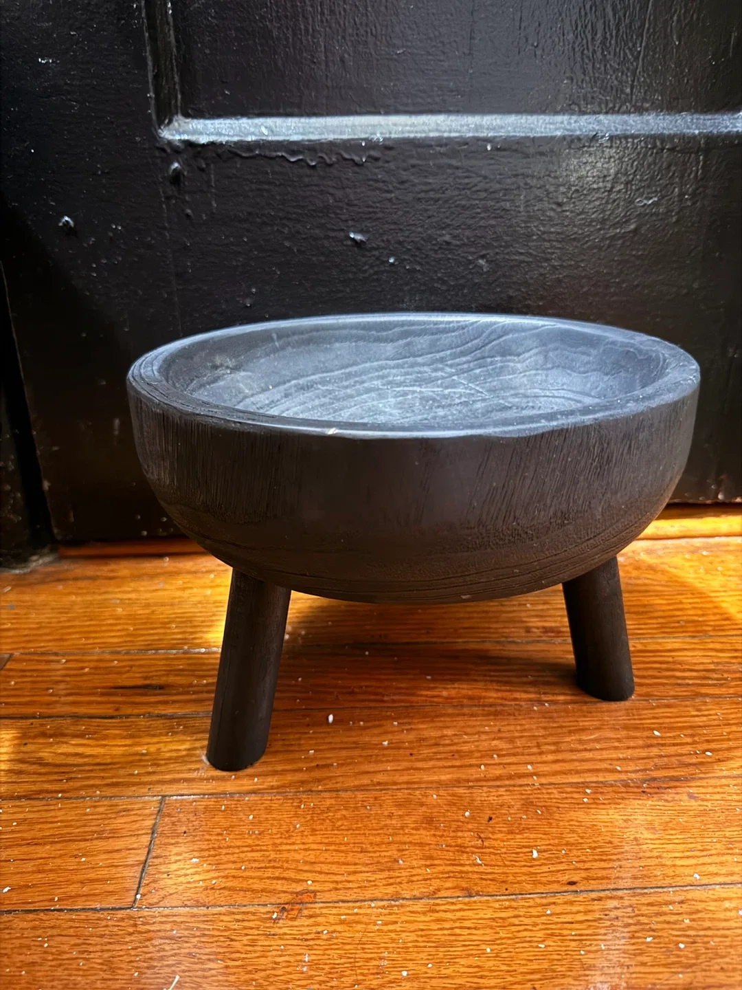 Black Wooden Bowl with Legs
