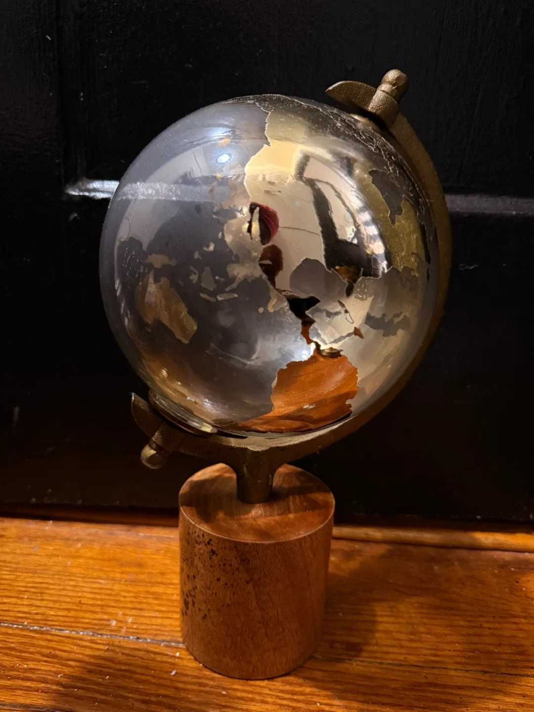 Decorative Metal Globe with Wood Base