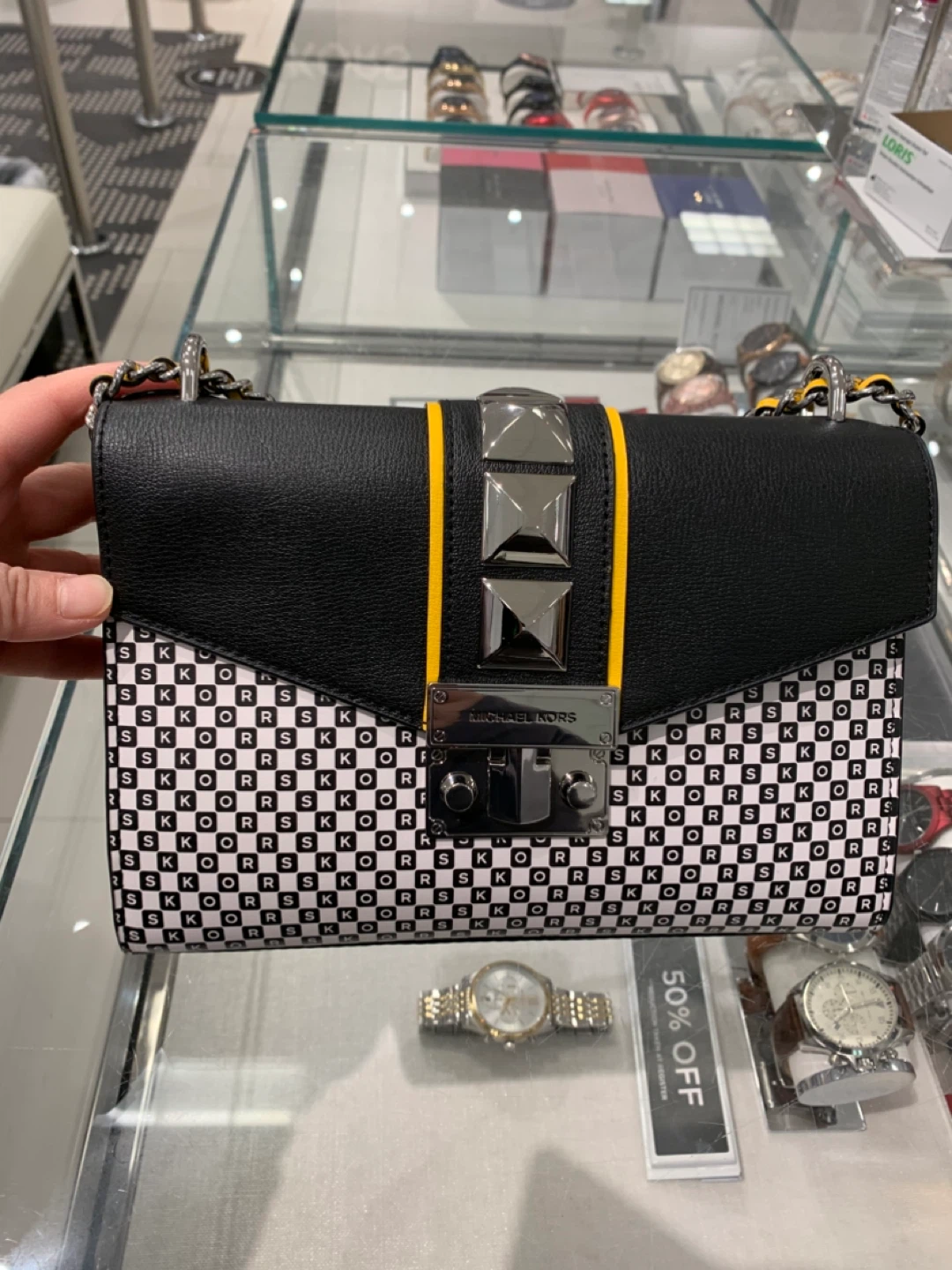 Brand New Michael Kors Black & White Crossbody Bag