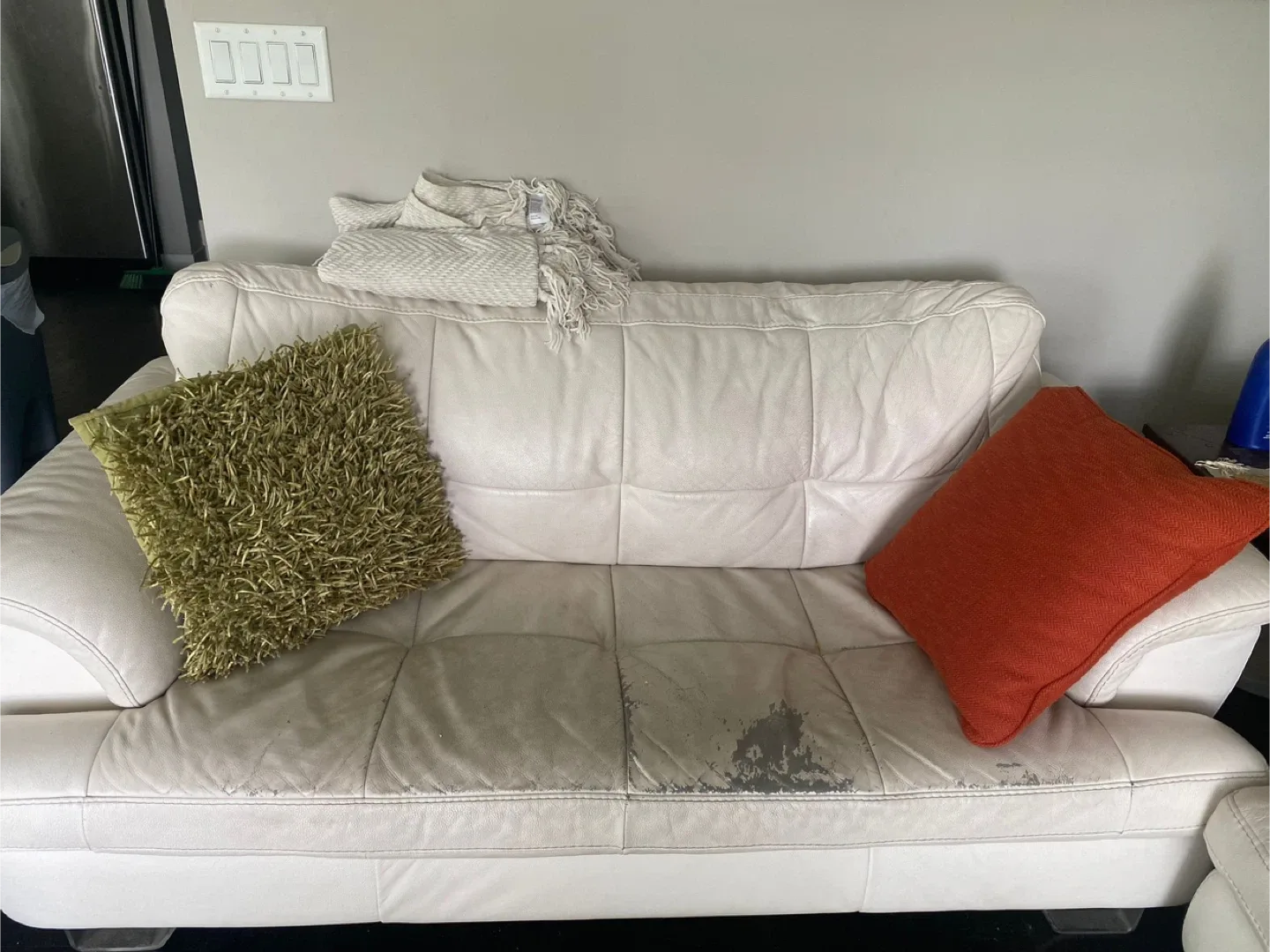 White Leather Sofa and Armchair Set