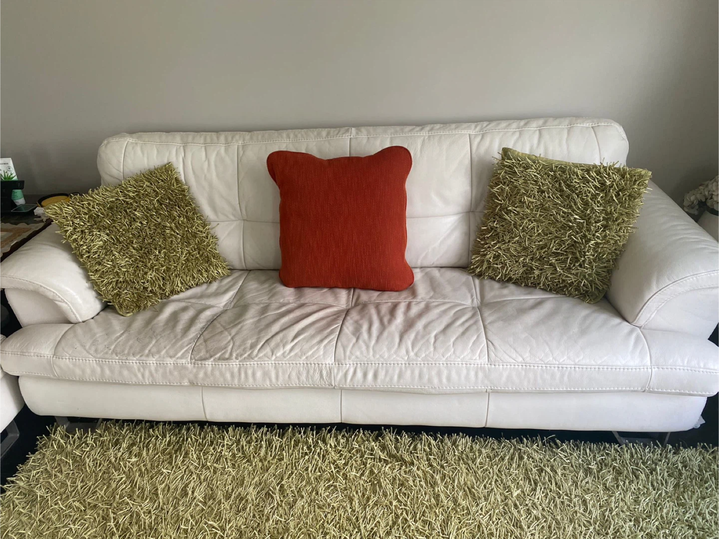 White Leather Sofa and Armchair Set - photo 5