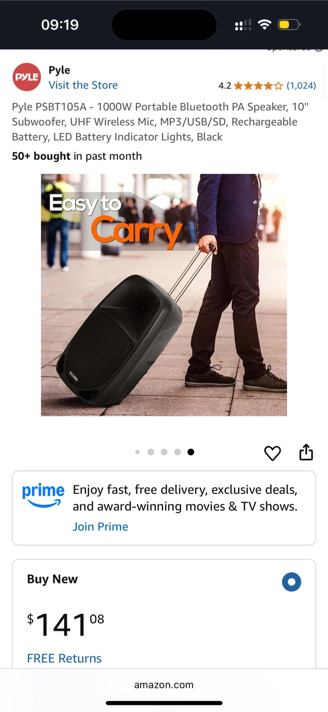 Pyle PSBT105A Portable Bluetooth PA Speaker