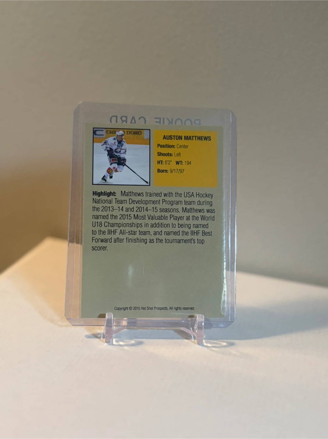 Auston Matthews Rookie Card - 2015 Hot Shot Prospects - photo 2