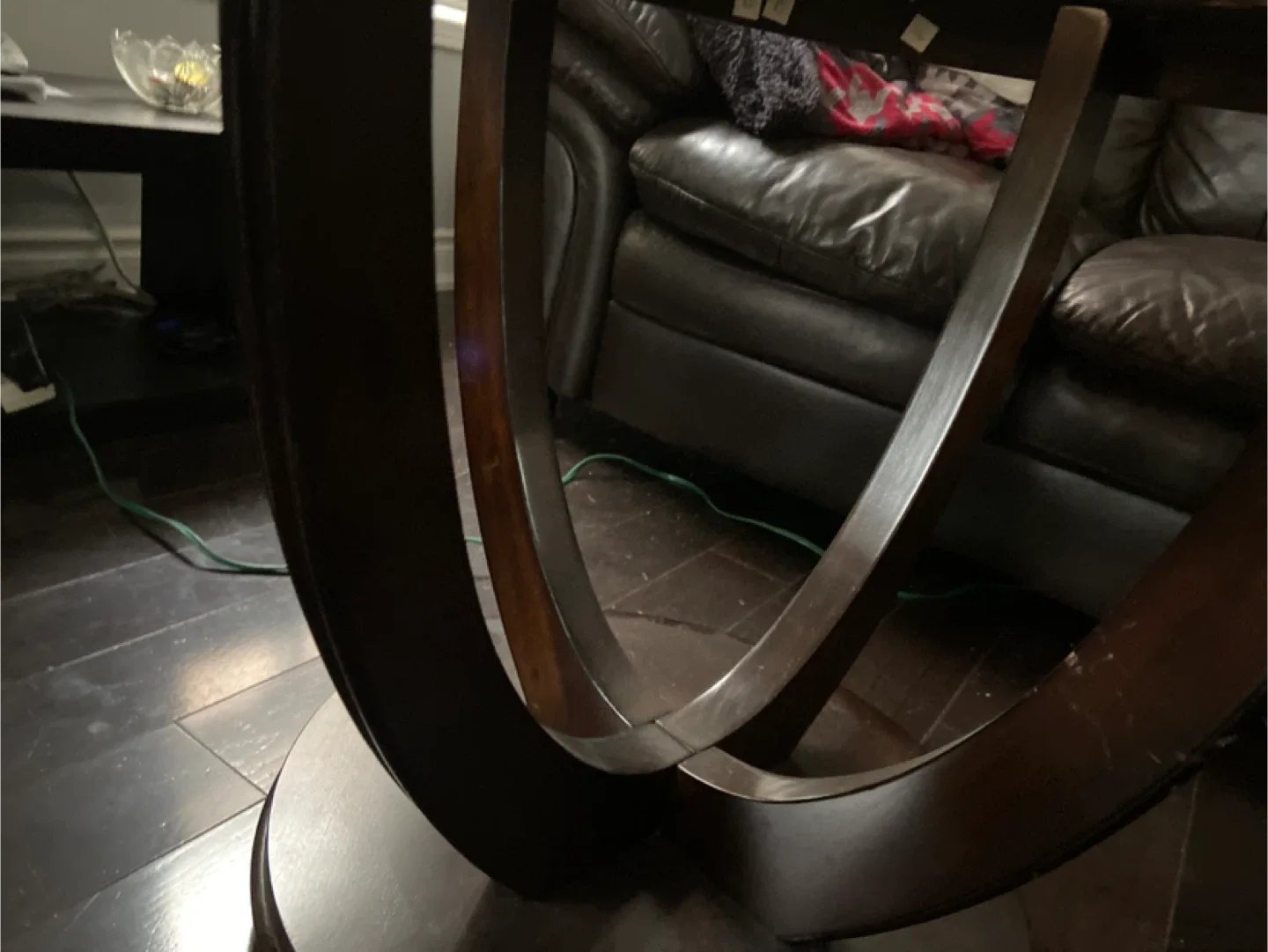 Round Dark Wood & Glass Coffee Table  🥕 image indicator(3)