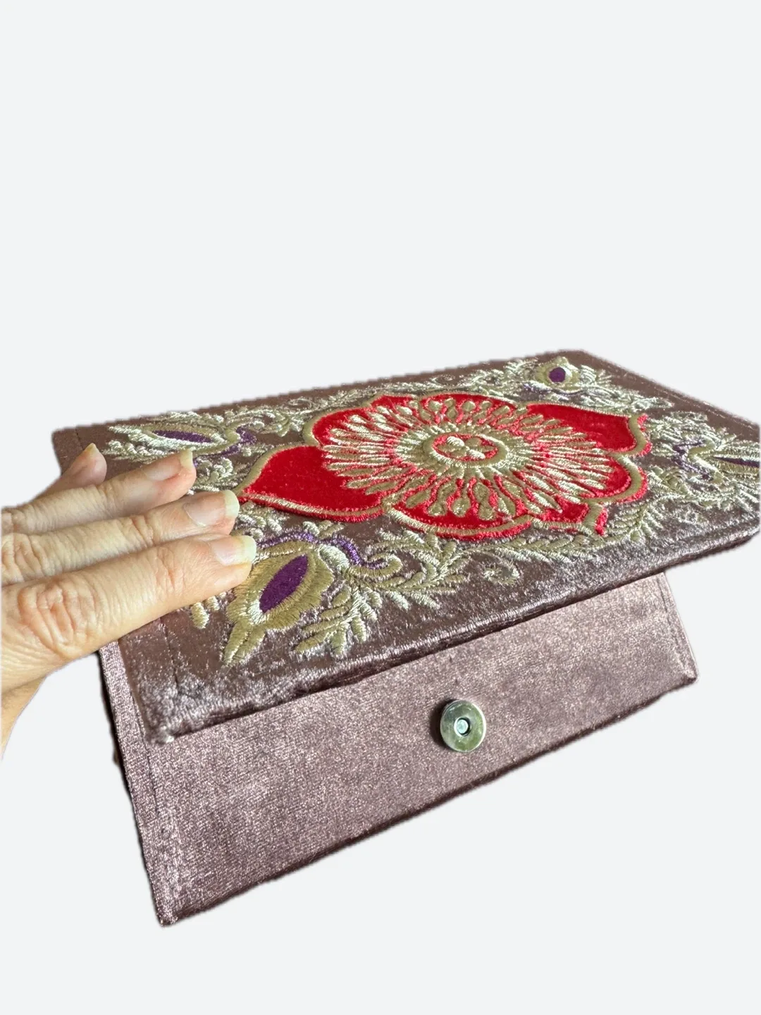 Embroidered Velvet Clutch image indicator(2)