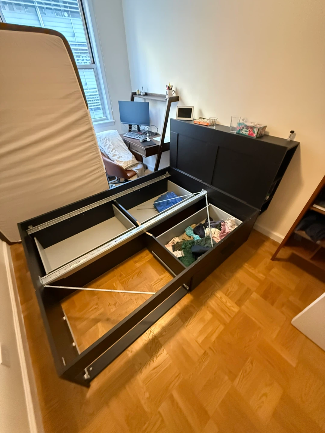 IKEA Brimnes Bed Frame with Storage & Headboard